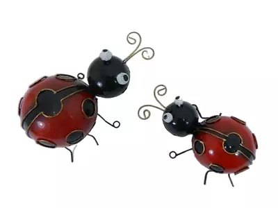 £29.99 • Buy Metal Ladybird Wall Art Garden Ornament Ladybug Pair - 20cm & 16cm