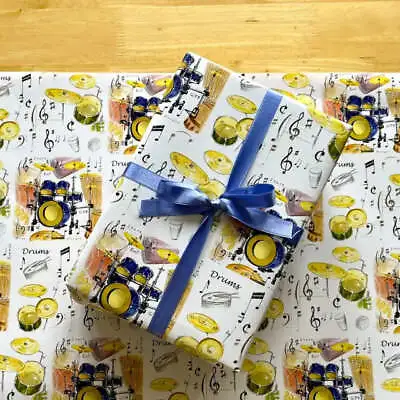 Drum Kit Gift Wrap | 70 X 50cm Sheet | Musical Wrapping Paper • £2