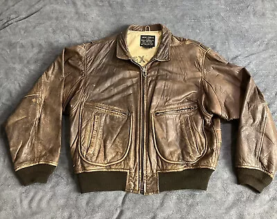 Vintage Avirex Leather Flight Jacket Adult 46 Patina G-2 Brown Bomber US Navy • $232