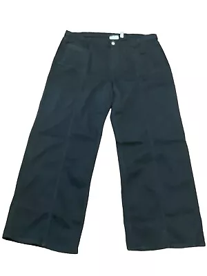 Denim & Co. Easy Stretch Wide-Leg Jeans W Seam Details Black Plus Size 24W New • $34.99