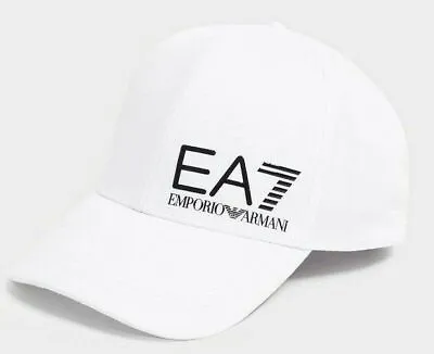 EMPORIO ARMANI EA7 Classic TRAINING VISIBILITY LOGO CAP AUTHENTIC White Black • £29.99