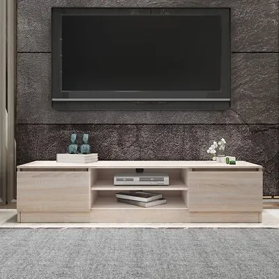 $155.95 • Buy TV Stand Entertainment Unit 2 Doors Wooden Storage Cabinet Furniture - Oak