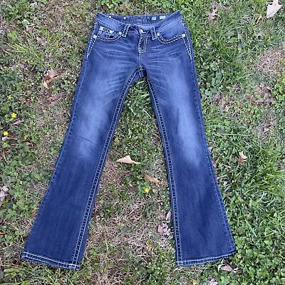 Miss Me Signature Bootcut Jeans Womens Size 27 (30x31)  Rhinestones Blue Denim • $32.19