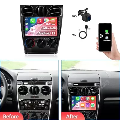 9  Android 13 Carplay Car Stereo GPS Sat Nav Radio For Mazda 6 2004-2015 4+64GB • £121.99