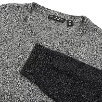 NEW! Saks Fifth Ave 100% Cashmere Light Crew Sweater Gray Colorblock Mens (L) • $42