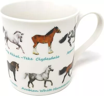 Horses White Fine China Mug Coffee Cup Arabian Appaloosa Clydesdale Bay Shetland • £7.79
