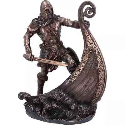 Viking On Longship Halvor Bronze Statue • £68.95