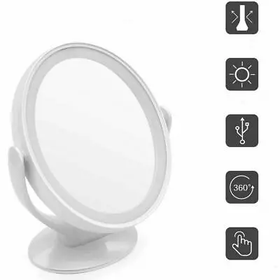 Double Side Magnifying Makeup Mirror LED Lighted Rotary 360 Degree USB Charging • $23.65