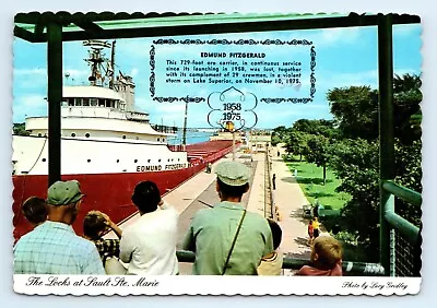 Soo Locks Ship Edmund Fitzgerald Sault Ste Marie MI Postcard Posted • $7