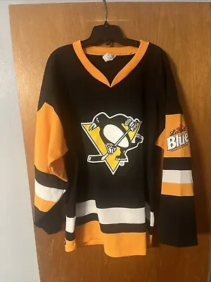 Pittsburgh Penguins Hockey Jersey Black Labatt Blue Beer Size Large Mens New • $49.99