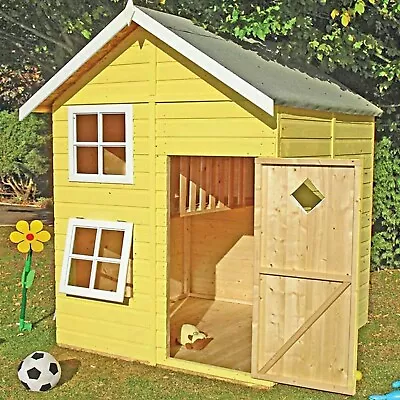 £689.94 • Buy 5x5 CHILDRENS WOODEN PLAYHOUSE KIDS WOOD WENDY GARDEN WINDOW DEN BALCONY LADDER 