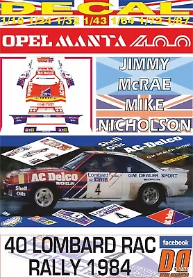 DECAL OPEL MANTA 400 J.McRAE RAC R. 1984 7th (08) • $46