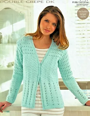 1194 LADIES DK LACY CARDIGAN  32-54  81-137cm VINTAGE KNITTING PATTERN COPY • £3.49