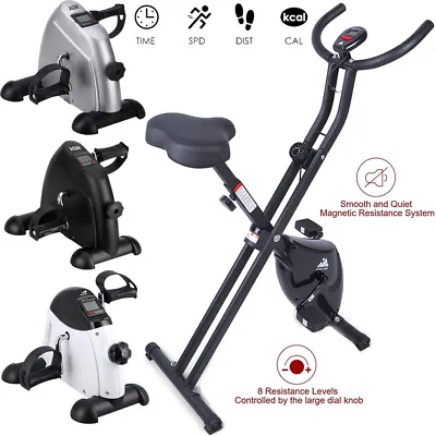 Foldable Magnetic Exercise Bike LCD Bicycle Fitness Trainer Weight Loss Machine • £30.99