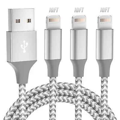 3-PACK 3/6/10 FT USB Data Fast Charger  Cable For Apple IPhone IPad AirPods MFI • $7.99