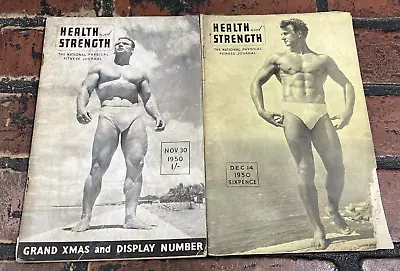 HEALTH & STRENGTH 1950 Male Physique Photos Vintage Men Lot Of 2 • $24.99