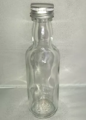 Round Bottles Glass Clear 50ml Spirit With Silver Alum Caps Wedding Favours • £25.50