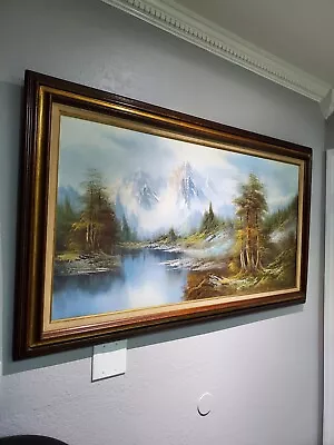 Vintage Original Oil Painting  Landscape 48  X 24  Signed In Good Condit  O.b.0  • $180