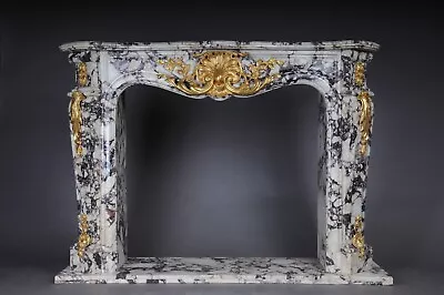 Magnificent French Marble Fireplace Des 20. Century With Gold-Plated Bronze • $13189.88