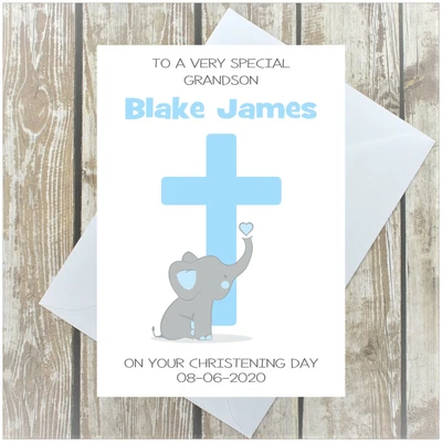 £3.25 • Buy Personalised Christening Card For Boy Baptism Dedication Includes Name Date
