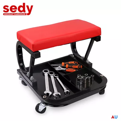 Padded Rolling Creeper Garage Mechanics Roller Seat Stool Chair With Tool Tray • $49.99