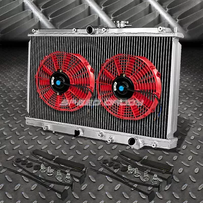 2-row Aluminum Radiator+2x 9  Fan Kit Red For 97-01 Honda Prelude Bb6 H22a4 Mt • $127.88