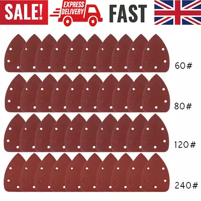 £5.99 • Buy 40 X Sanding Sheets Hook And Loop Mouse Sanding Pads Sander Paper Triangle Discs