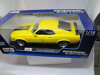 1970 Ford Mustang Mach 1 1/18 Diecast Maisto Yellow • $26.99