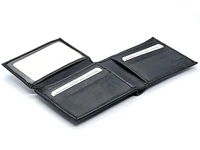Black Genuine Leather Men's Bifold Wallet Flap Top ID Multi-Card Holder • $10.48