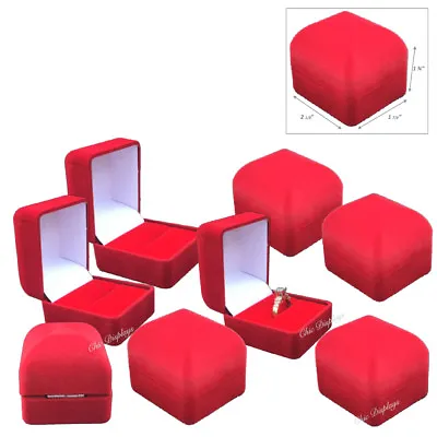 12pc Ring Gift Boxes Red Ring Jewelry Boxes Luxury High Dome Velvet Gift Boxes • $37.99