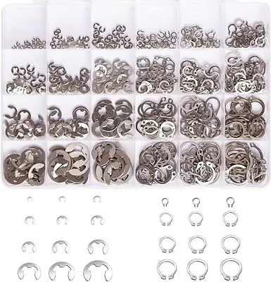 327Pcs Stainless Steel E-Clip Circlip Kit Retaining Ring Assortment Set 24 Sizes • $14.89