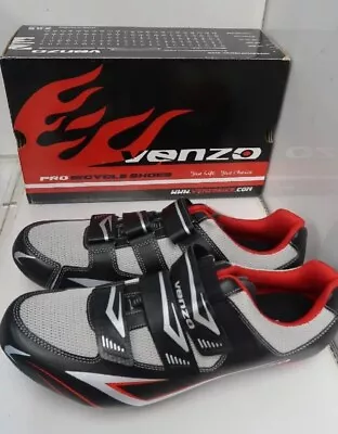 Venzo MX Three Strap Cycling Bicycle Bike Shoes Black & White Size 12 New🔥 • $12