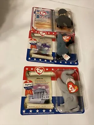 McDonalds Vintage 2000 TY Teenie Beanie Babies Lot Of 3 Lefty Righty The End  • $13