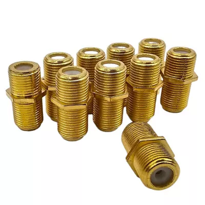 10 Pack 24k Gold Plated F Type Couplers Female To Female Connectors • £5.99