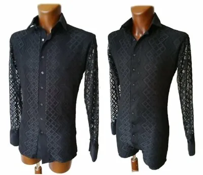 Mens  Stretchy Lace On Underlay Latin / Tango Dance / Party Shirt On Shorts • £90