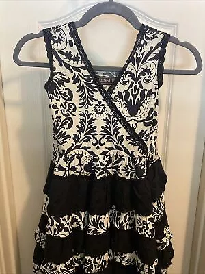 Girls NWOT Mustard Pie 7 Black White Holiday Dress Ruffles Layered Christmas • $36.50