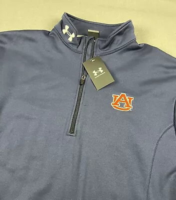 UNDER ARMOUR Auburn Tigers Men’s Navy Blue 1/4 Zip Pullover Sz Large NWT • $31.50