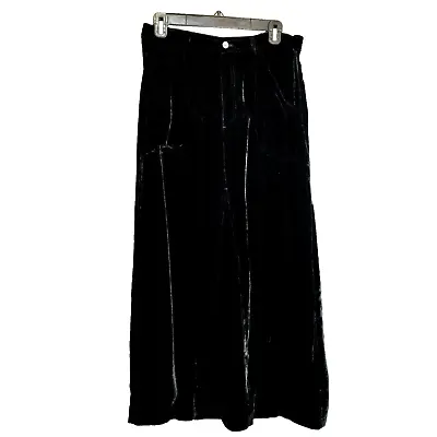 J Jill Skirt Women's Size 10 Maxi Rayon Velvet Black 4 Pockets Front Zip • $18.99