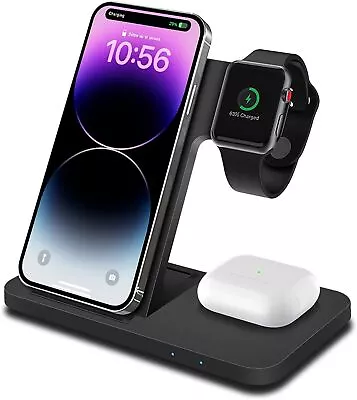 3In1 Wireless Charger Dock Foldable Charging Station For Apple Watch 9 IPhone 15 • $17.98