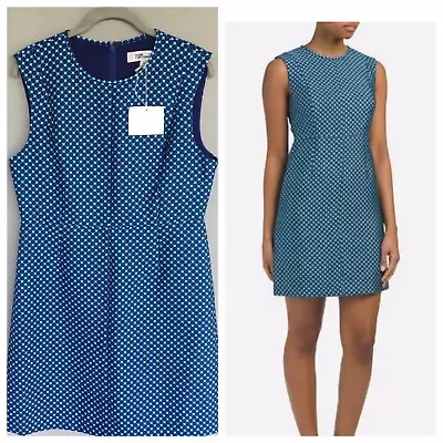 Diane Von Furstenberg Madyson Dress Women 12 Blue Geo Print Sleeveless Calna  • $79.99