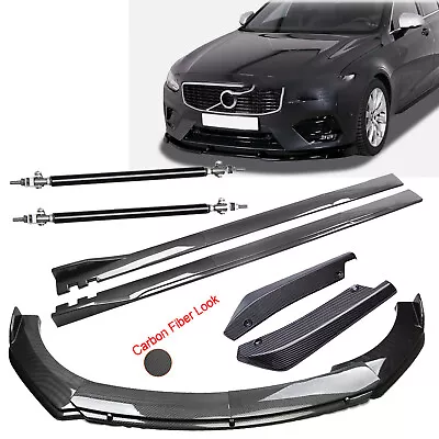 Carbon Fiber Front Bumper Lip Rear Splitter Spoiler Skirt For Volvo VST S90 V90 • $149.99