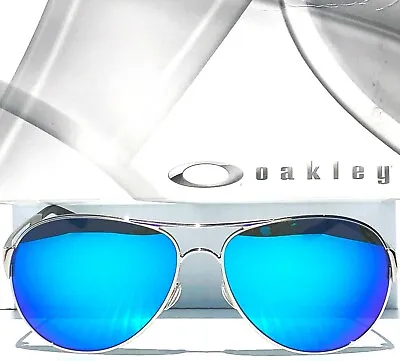 NEW* Oakley CAVEAT Silver Aviator W POLARIZED Galaxy Deep Blue Sunglass 4054 • $148.87