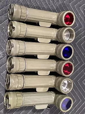 Vintage 8  Fulton MX-99I/U Military Flashlight W Blue Red & Clear Filters USA • $12.95