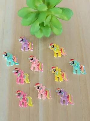 10 Piece My Little Pony Resin Flat Backs Cobochon Hair Bow Cake Toppers • $3.25