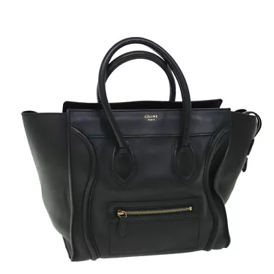 CELINE Luggage Mini Hand Bag Leather Black Auth 51427 • $907.20