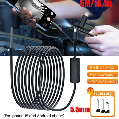 2M Waterproof USB Snake Inspection Camera Boroscope Type C Scope Endoscope 8 LED • £22.99