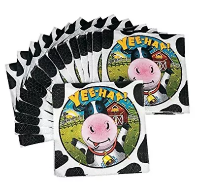 Farm Party Beverage Napkins (16PC) Cow Yee-Haa Farm Birthday Party Decoration • £6.74