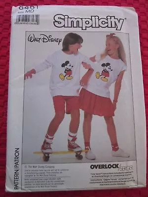 Vintage SIMPLICITY 8461 Disney MICKEY MOUSE Sewing Pattern BOYS' GIRLS' 8-10 UC! • $3