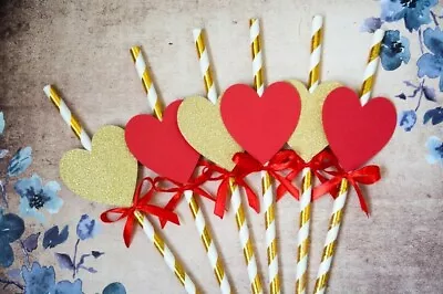 £4.50 • Buy Valentines Day Party Decoration Straws With Heart, Engagement Table Decoration