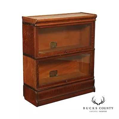 Globe Wernicke Antique Oak Two-Stack Barrister Bookcase • $895